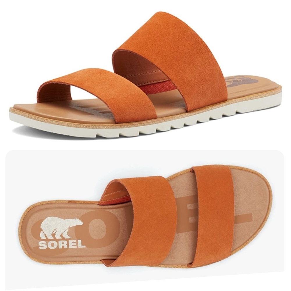 NIB SOREL Ella ll Leather & Rubber sandal flats size 10
